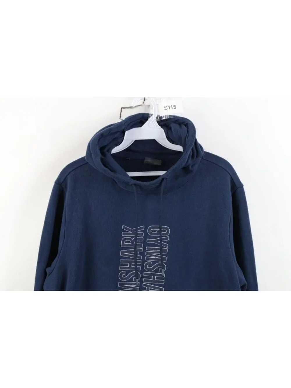 Gymshark Mens Medium Faded Spell Out Running Jogging Gym Hoodie Sweatshirt Blue